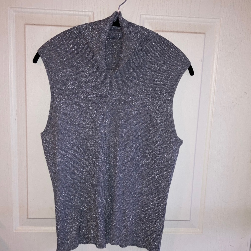 Sparkling Sleeveless Knit‎ Top - Gray